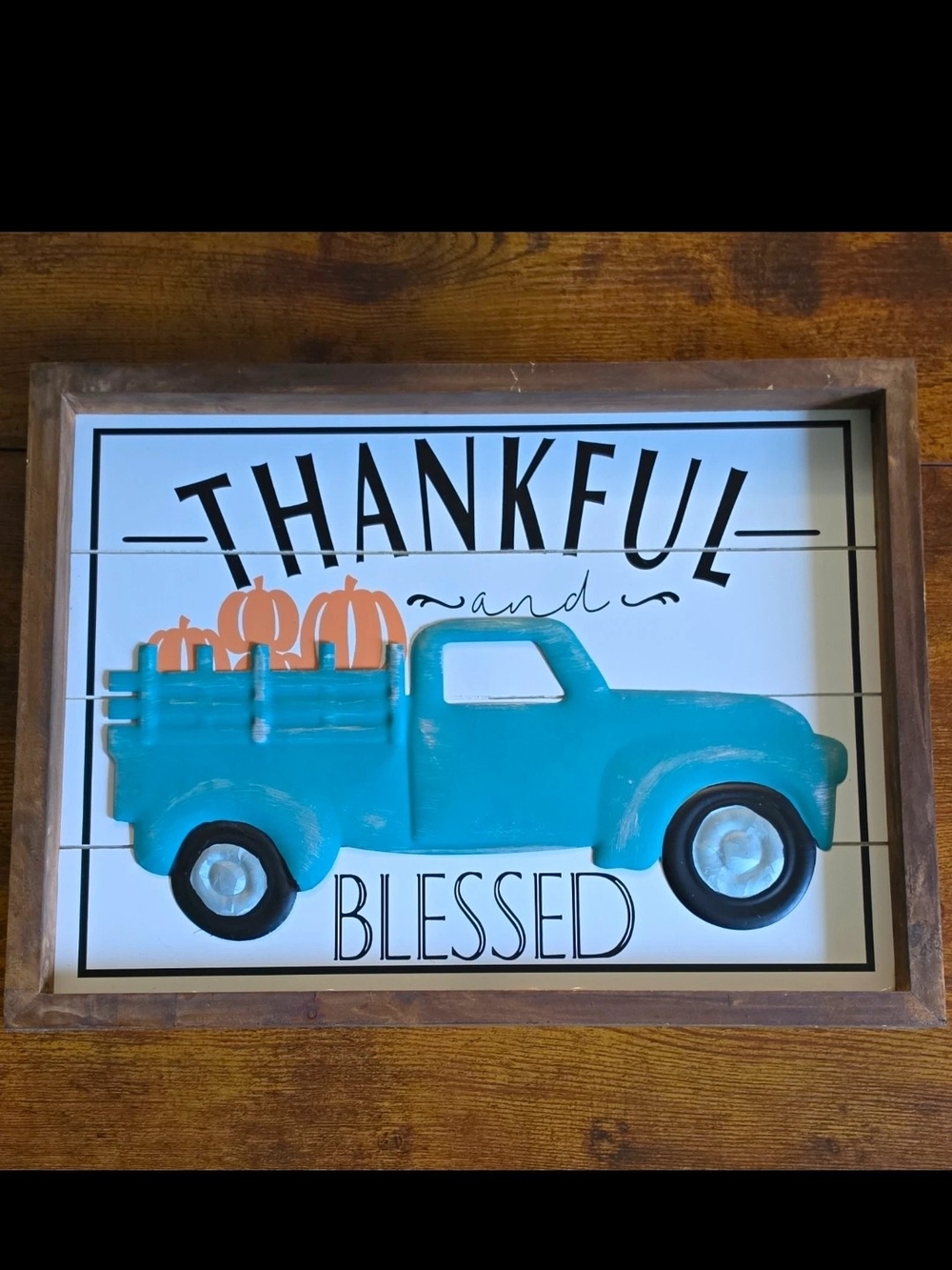 Thankful and Blessed Turquoise Truck Wall Sign